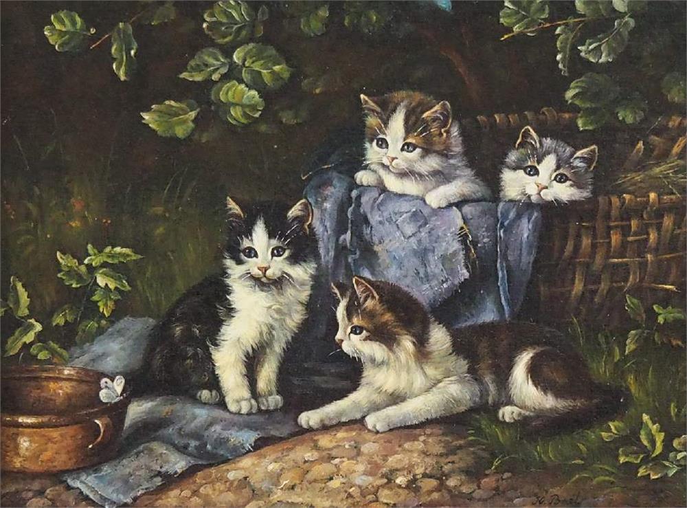 BEIL Karin.    "Vier Katzen".