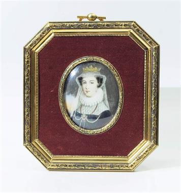 Elfenbein-Miniatur. "Queen Mary Stuart".