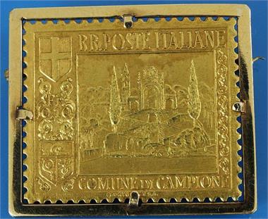 Briefmarke  Campione.  750er Gelbgold. 