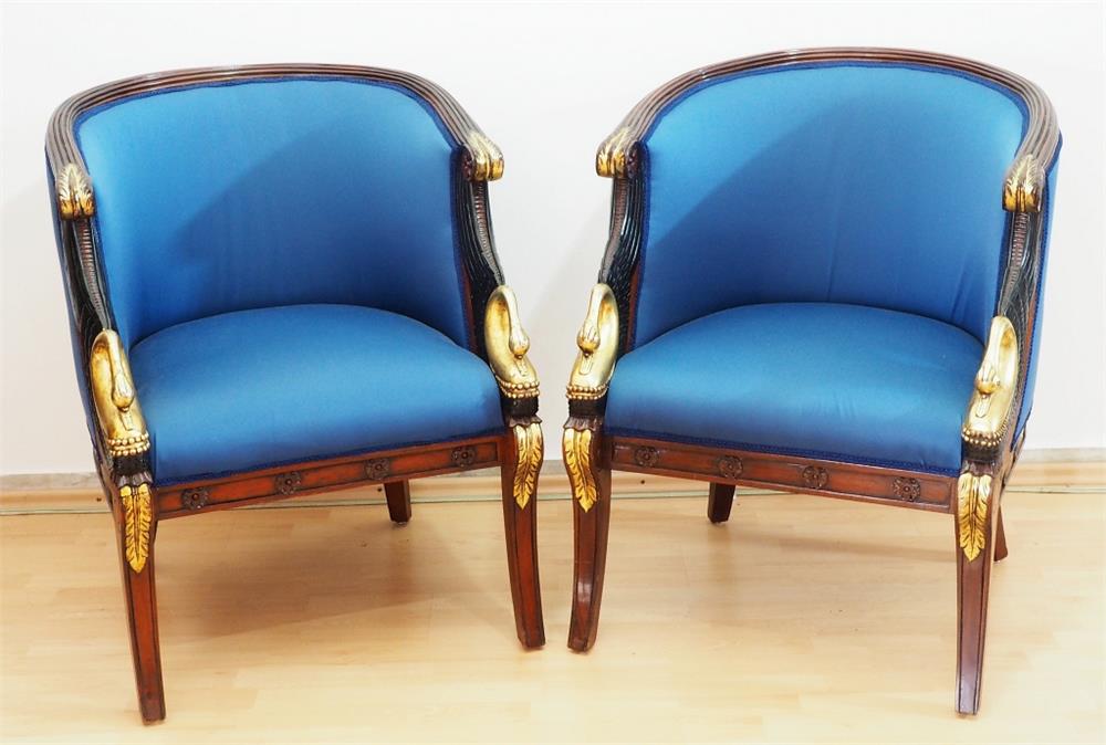 Paar Sessel, Stilmöbel, 2. Hälfte 20. Jahrhundert,  im Stil des Russischen Empire.
