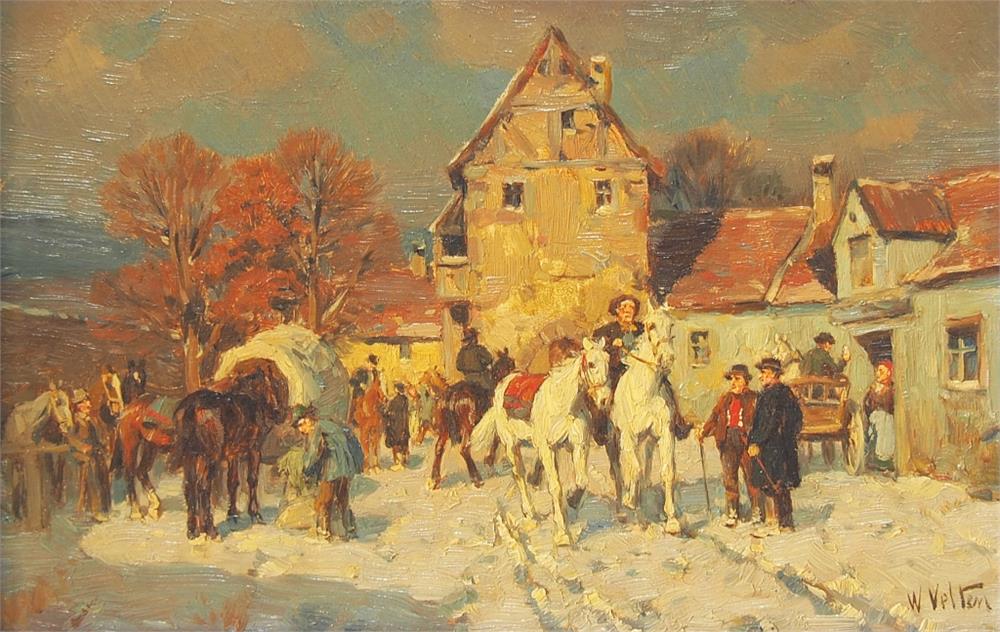 VELTEN, Wilhelm.  1847 St. Petersburg  - 1929 München.  "Pferdemarkt".