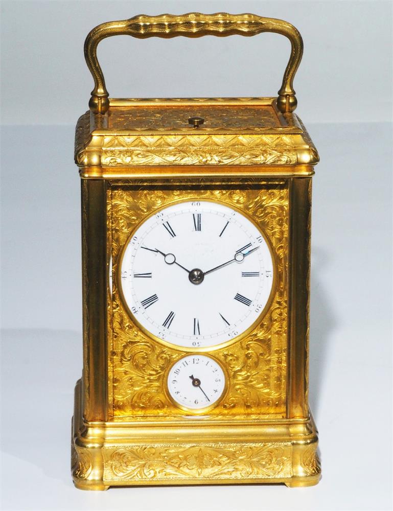 Reiseuhr (Carriage clock), französisch, um 1870.