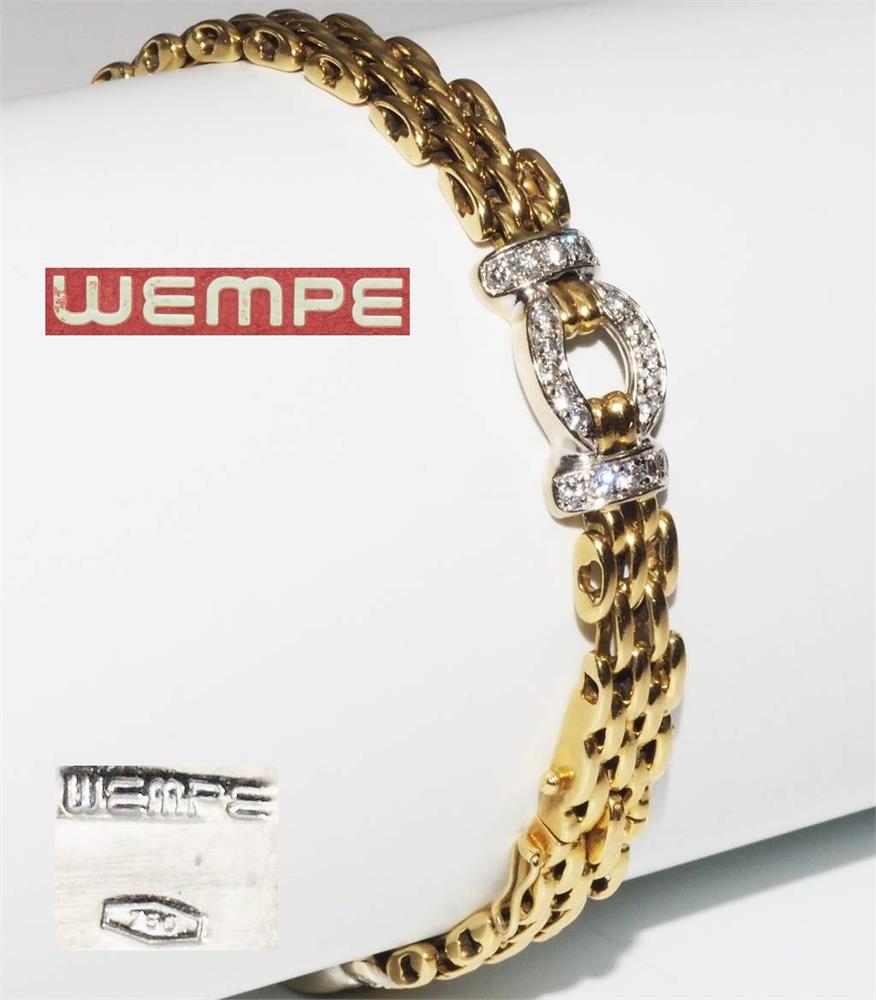 WEMPE Armband, 750er Gelb- und Weißgold mit Brillanten von insgesamt  1,10  ct./if-tw.