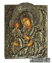 Ikone mit der Gottesmutter von Wladimir mit Oklad.