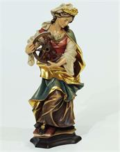 Schnitzfigur "Heilige Katharina". 