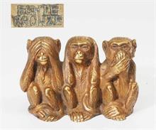 Miniatur-Gruppe der drei weisen Affen von Nikkó/Japan.
