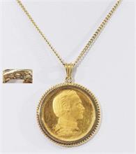 Gefaßte Goldmedaille Ludwig II.  König von Bayern.