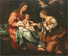 Mystische Vermählung der Heiligen Katharina . Italien 17. Jahrhundert.