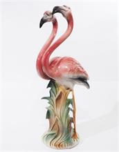 Flamingo-Paar.   Ungemarkt, Italien 20. Jahrhundert,