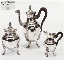 Dreiteiiges Teeservice  CHRISTOFLE Paris/Frankreich um 1900, "Malmaison Empire", 120er Silber