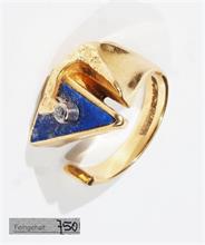 Designer Ring mit Lapis Lazuli und Diamant.