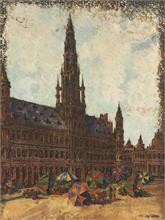 Grand-Place mit gotischem Rathaus der belgischen Hauptstadt Brüssel.