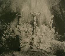 Die drei Kreuze.  Rembrandt 1653.  Faksimile Reprodukion. 