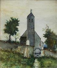 Haid, Fritz.   1906 - 1986. Kirche  in  Icking. 