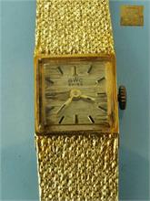 Damen-Armbanduhr.   Marke BWC  Swiss. 585er Gelbgold. 