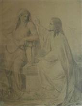 Schnorr von Carolsfeld, Julius.    1794 Leipzig  - 1872 Dresden.    Christus und die Sünderin am Brunnen. 
