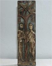 Holzrelief "Adam und Eva". 
