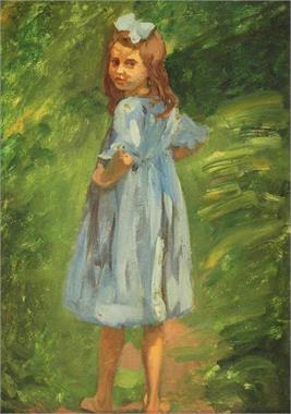 Darstellung eines rückwärts blickenden jungen Mädchens.