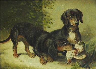 LOEWENICH, deutscher Maler des ausgehenden 19./20. Jahrhunderts. "Jagdbeute".