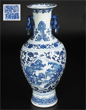 Blau-weiße Vase, China.