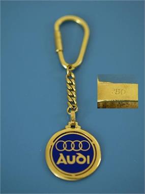 Schlüsselanhänger Audi. 750er Gelbgold. 