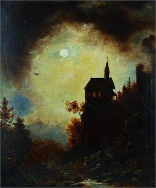 Burg im  Mondschein. um 1880. 