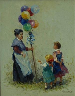 NITSCHE.  Kinder mit Luftballons. 
