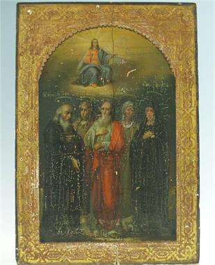 Ikone mit 5 Heiligen. Rußland um 1890. 
